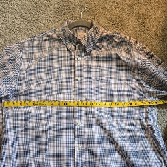 Brooks Brothers Shirt Mens Large L  Button Up Supima Cotton Non-Iron Plaid Blue - Picture 8 of 10